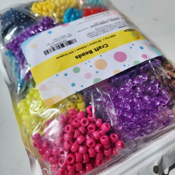 NEW 4200 Pony Beads Kandi 28 Colors Plastic Beads for Craft Bracelets Hair Beads - Picture 9 of 9